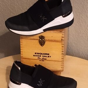 Black Slip-On Sneakers with Logo